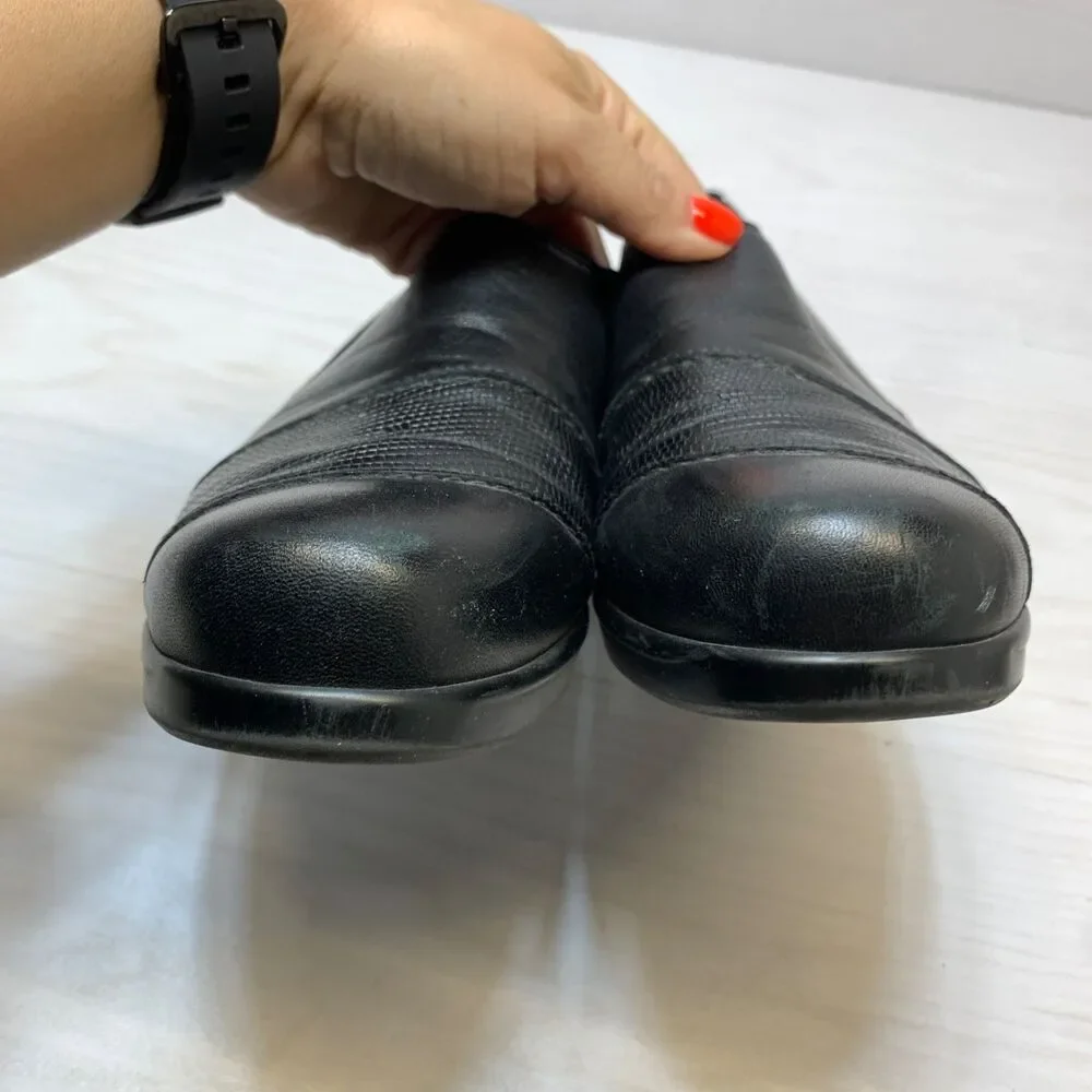 SAS Nora Womens Black Leather Slip On Loafer Wedge Size 10.5 N Orthotic Comfort